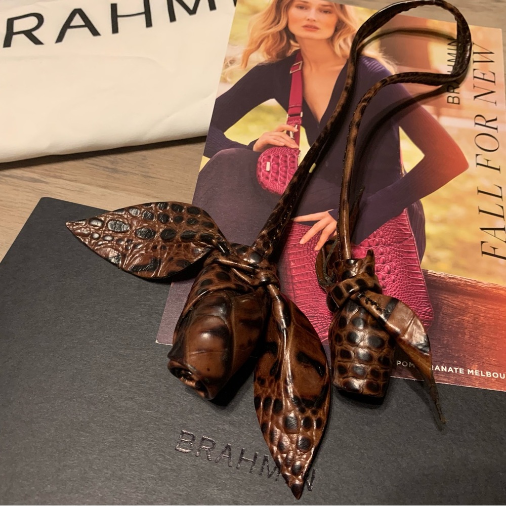 NWOT RARE BRAHMIN ROSES LEATHER FOB PURSE CHARM.